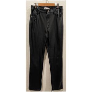 ZARA High Waist Black Faux Leather Open Leg Pants